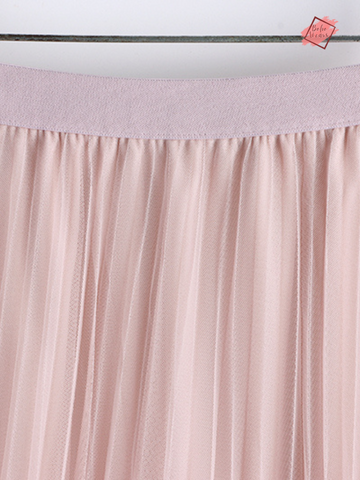 Spring-Summer Women's Midi Skirt: Elevate Your Casual Look with Faux Pearl Beading & Tulle Pleats