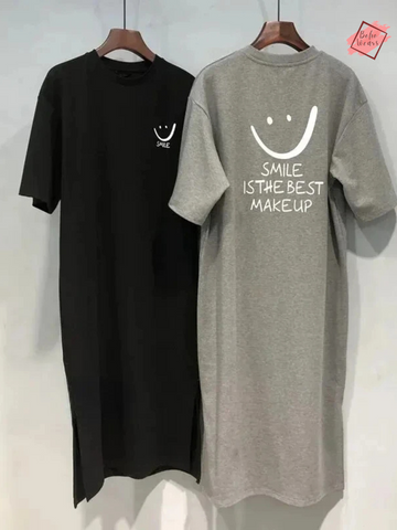 Women's Summer Over Knee T-Shirt Dress – Loose Mid-Length Casual Dress with Short Sleeves