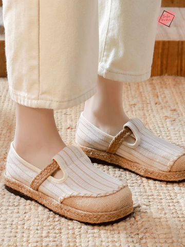 Women's Breathable Linen Cotton Slip-On Sneakers - Casual & Comfortable Flats for Daily Wear