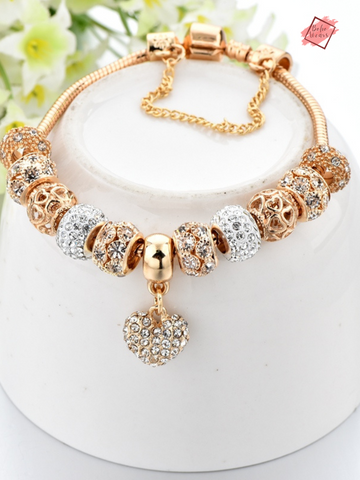 Charm Crystal Jewelry Gold Heart Bracelets & Bangles