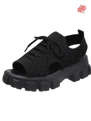 Women's Open Toe Mesh Fly Weave Thick Bottom Sandals