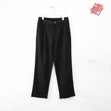 Women's Vintage Linen Pants: Casual Elastic Waist, Button Up, Korean Fashion Style