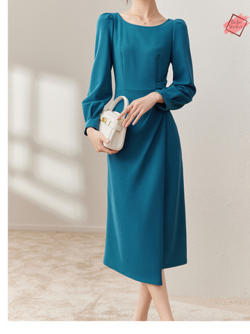 Elevate Your Style   Autumn Draped Jersey Dress