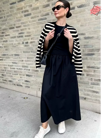 Summer Women's 2025 Chic Slim Holiday Dress – Sleeveless Mid-Calf A-Line Casual Dress