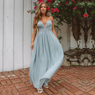 Rückenfreies Boho-Kleid mit Schnürung aus Rayon für Damen