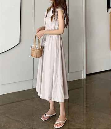 Women Evening Vintage Oversized Short Sleeve Beach Dress