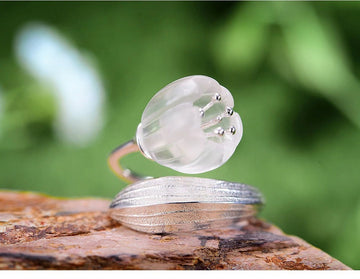 Handgefertigter Ring aus echtem 925er Sterlingsilber, Maiglöckchen-Blumenring