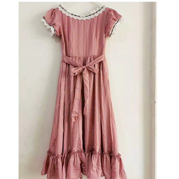 Mediaval Linen Dress Pink Linen Organic Maxi Dress Sustainable Clothing Women Summer Vintage Dress Cottagecore Dress