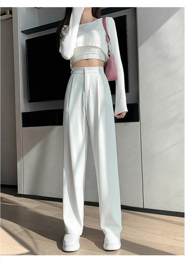 High Waist Trouser Pants For Women Black Wide Loose Floor Length Pants
