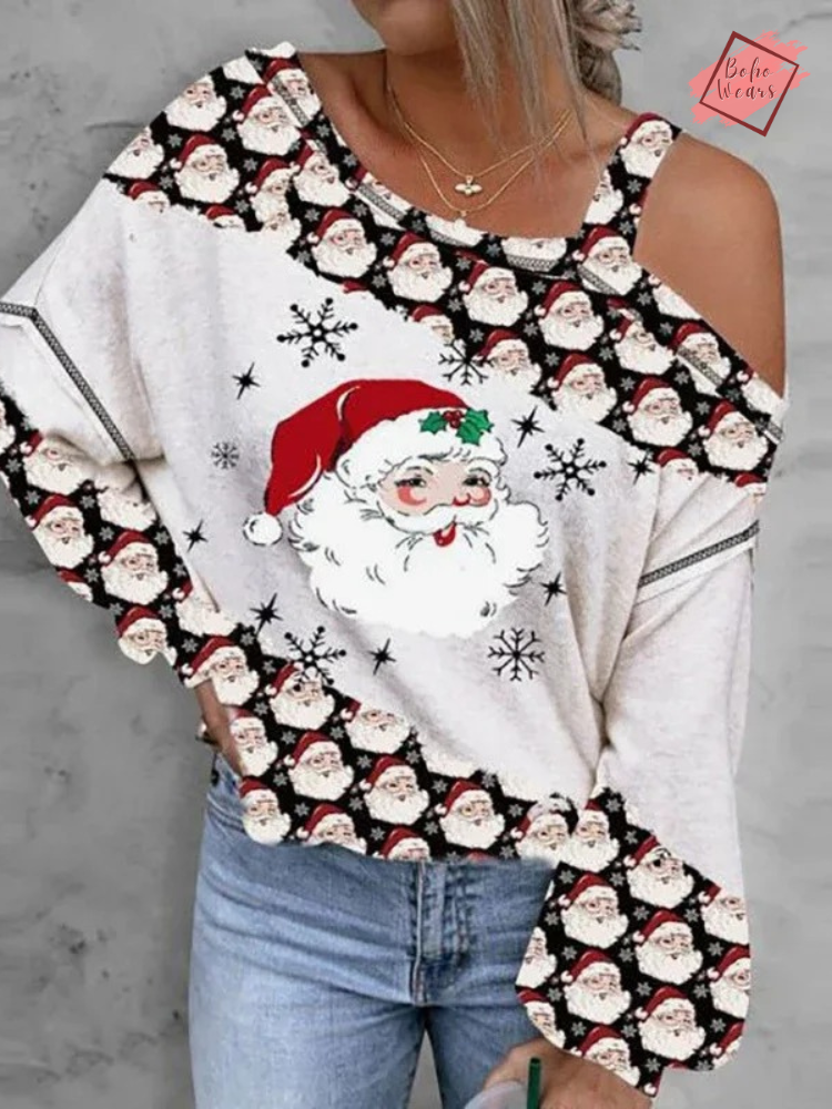 2024 Autumn Winter Santa Claus Christmas T-Shirt for Women