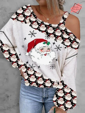 2024 Autumn Winter Santa Claus Christmas T-Shirt for Women