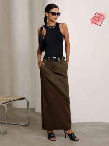 Fall/Winter Fashion: Elegant Pleated High Waist Midi Skirts with Classy Split for Office Ladies