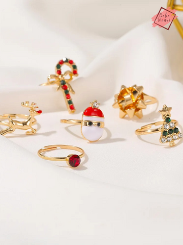 Be Merry with Every Gesture: Adjustable Christmas Ring Set