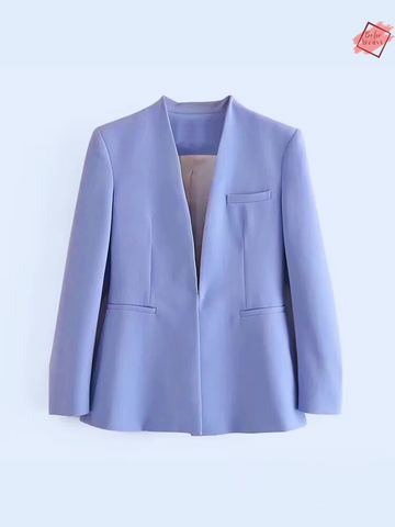 High Waist Light Blue Blazer Suit Set