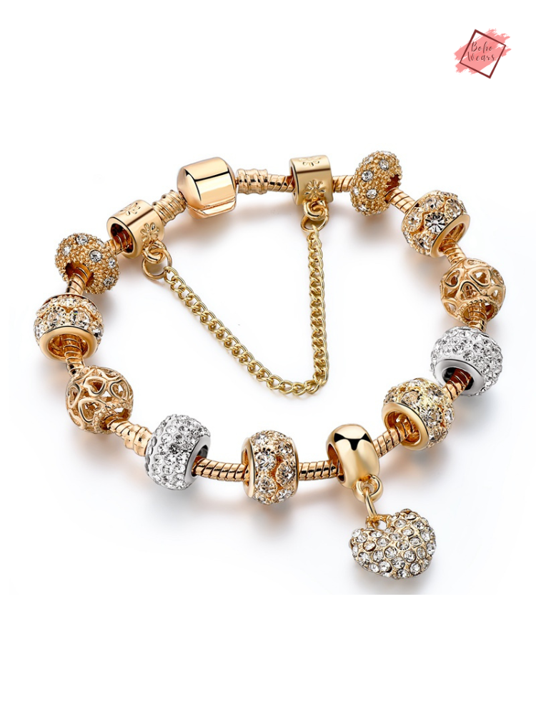 Charm Crystal Jewelry Gold Heart Bracelets & Bangles