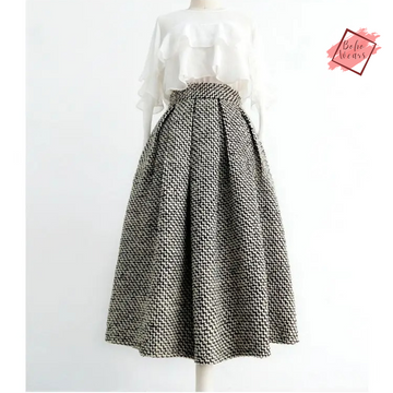 2024 Autumn/Winter High Waist Skirt: Women's Fashionable Hounds tooth Pattern, Temperament Commuter Half Skirt