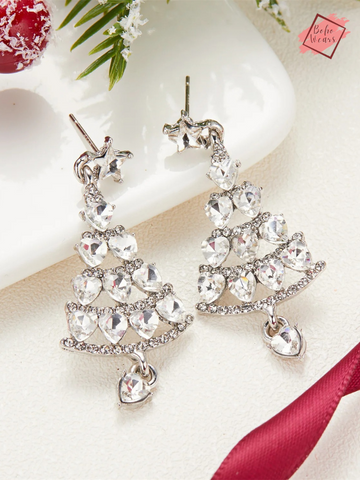 Glamorous Vintage Crystal Zircon Christmas Tree Earrings