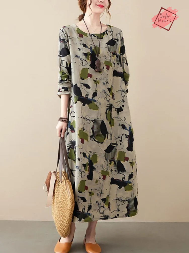 Vintage Floral Print Dress for Women - Spring 2024 Collection