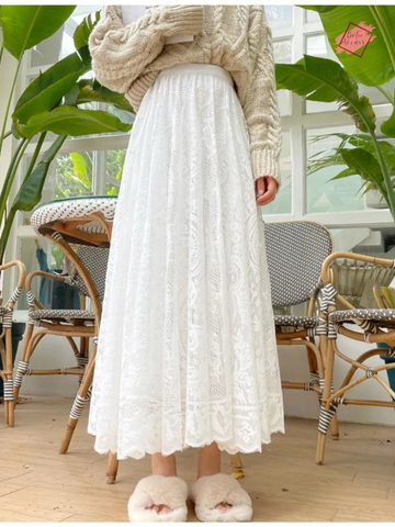 Boho Crochet Lace Maxi Skirt - Vintage Inspired Midi Skirt