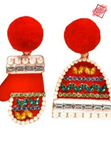 Fashion-forward 2024 Christmas Earrings: Unique Red Clothes-inspired Jewelry for Women