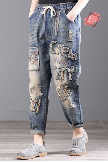 Redefine Your Style with Our Ripped Jeans for Women: Fall Vintage Embroidered Jeans