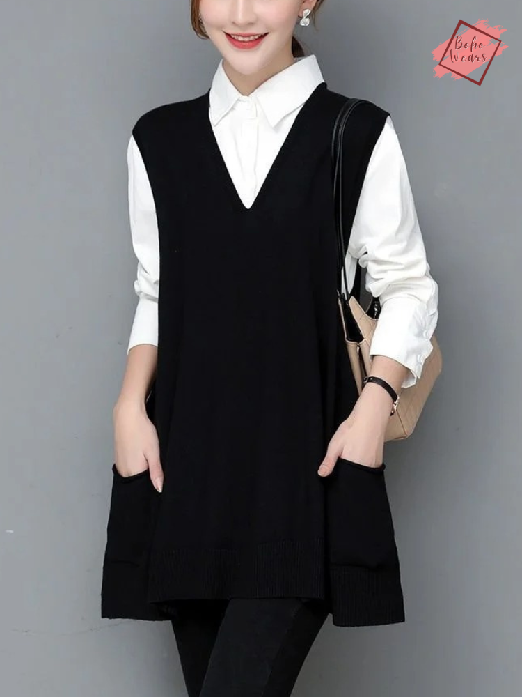 Elegant Casual Women's V-Neck Knitted Vest - Comfort & Style Combined