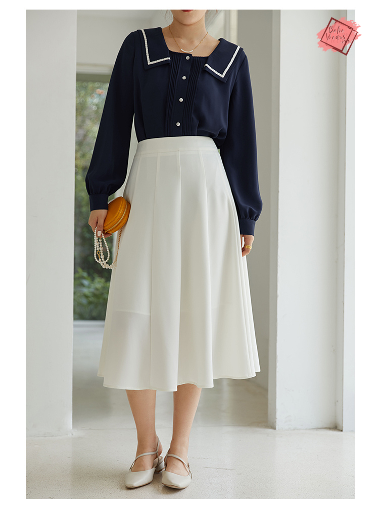 Elevate Your Office Attire with Our Elegant Black Pleated Skirt