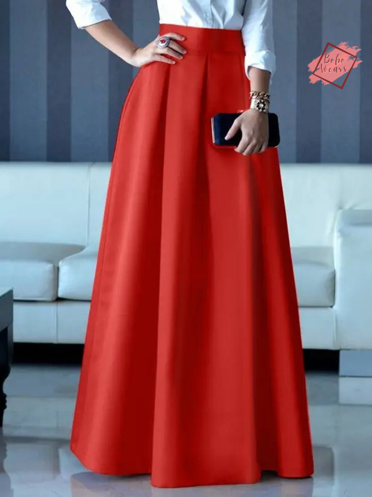 Elegant Office Skirt: Summer High Waist Maxi Long Skirt for Women - Fashionable A-line Party Satin Skirt