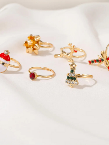 Be Merry with Every Gesture: Adjustable Christmas Ring Set