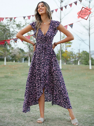 Summer Elegance: Bohemian Floral Bandage Long Dress for Women