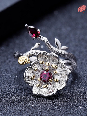 Experience Timeless Elegance with Our Sterling Silver Rhodolite Garnet Ring