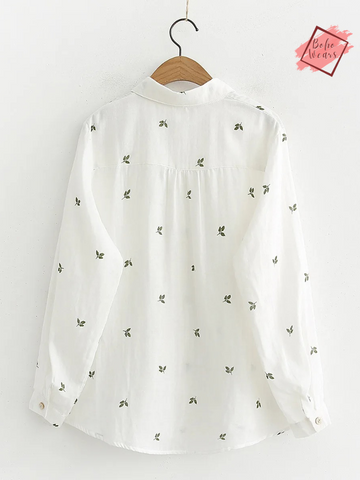 Cotton Embroidered Long Sleeve Shirts: Women's Versatile Spring/Fall Wardrobe Essential