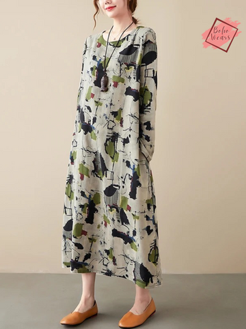 Vintage Floral Print Dress for Women - Spring 2024 Collection