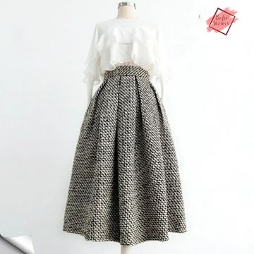 2024 Autumn/Winter High Waist Skirt: Women's Fashionable Hounds tooth Pattern, Temperament Commuter Half Skirt