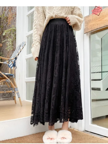 Boho Crochet Lace Maxi Skirt - Vintage Inspired Midi Skirt