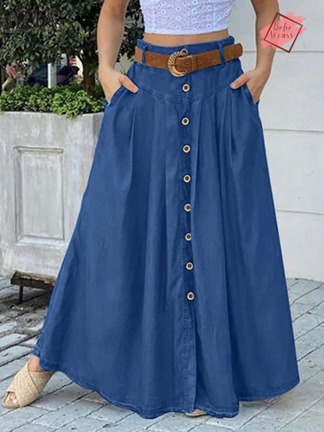 Effortlessly Elegant: Long Pleated Maxi Skirt for Women's Fashion in 2024