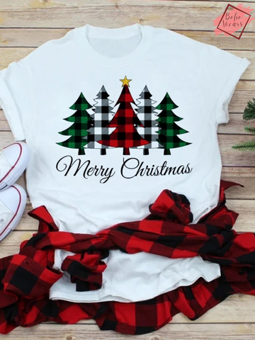 Holiday Chic Women's Merry Christmas Leopard Print Tree T-Shirt