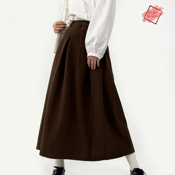 Vintage Korean Style: Elevate Your Casual Look with a High-Waisted A-line Midi Skirt