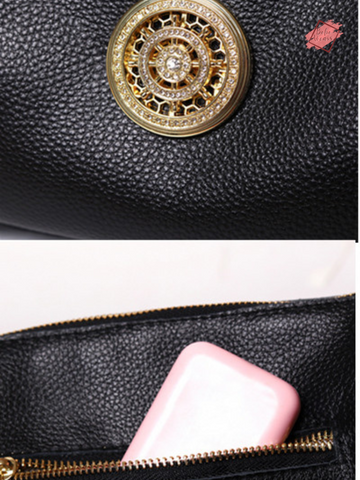 Genuine Leather Shoulder Bag for Women - Luxury Designer Messenger with Metal Lock by BohoWears