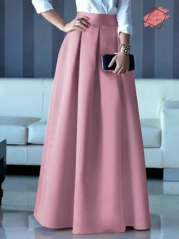 Elegant Office Skirt: Summer High Waist Maxi Long Skirt for Women - Fashionable A-line Party Satin Skirt
