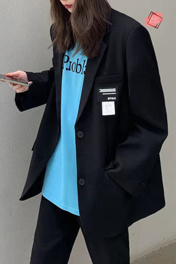 Women's Stylish Spring Blazer Suit Set - Elegant Long Jacket with Matching Blouse