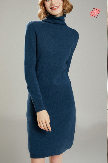 Elegant Winter Style with Luxurious Cashmere Dress - Indulge in Plush Softness