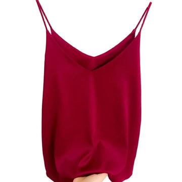 Women's Spaghetti Straps Satin Tank Top