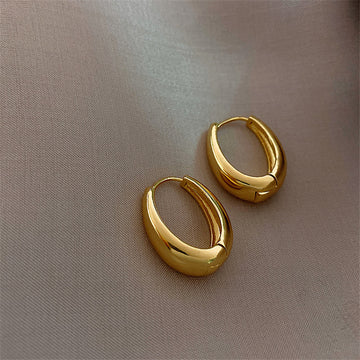 Women's Gold Colour Smooth Hoop Earrings