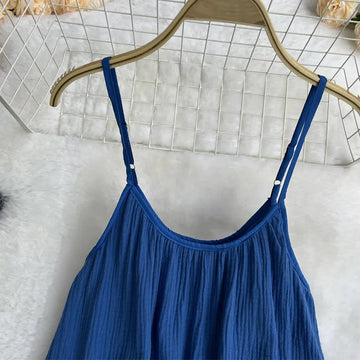 Robe d'été Boho à bretelles spaghetti en coton sans manches pour femmes