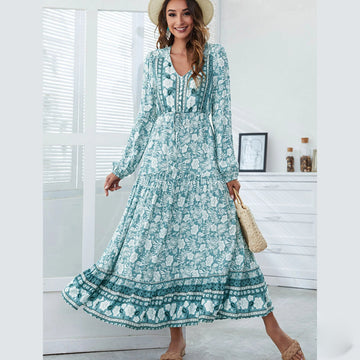 Women's Bohemian Soft Summer Wedding Guest Floral Dress